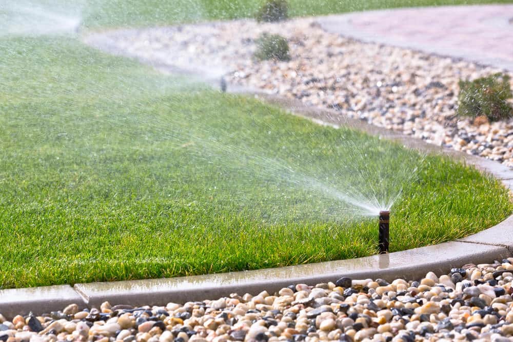 sprinkler watering grass
